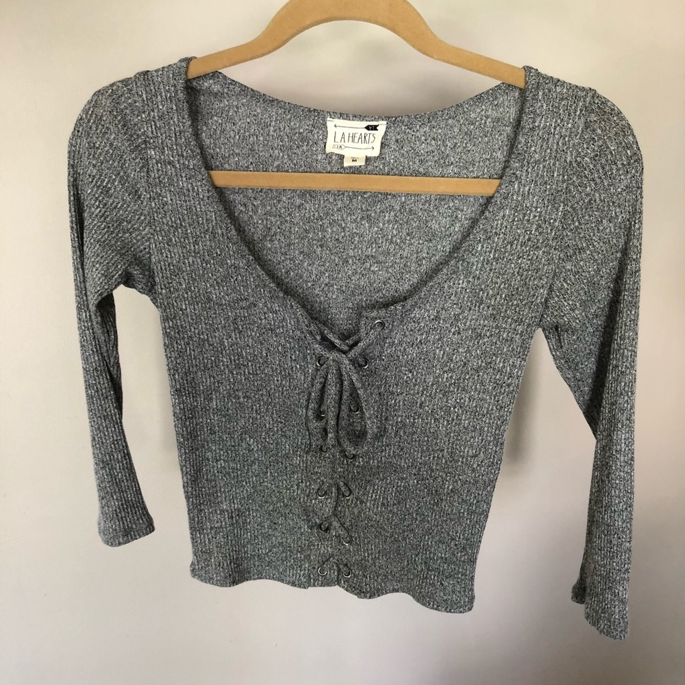 Crop lace up top from la hearts